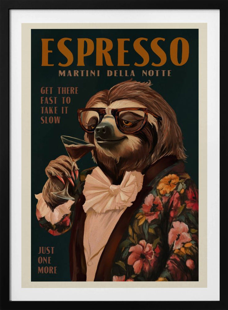Art Deco Espresso Martini Drinkende Luiaard | Poster