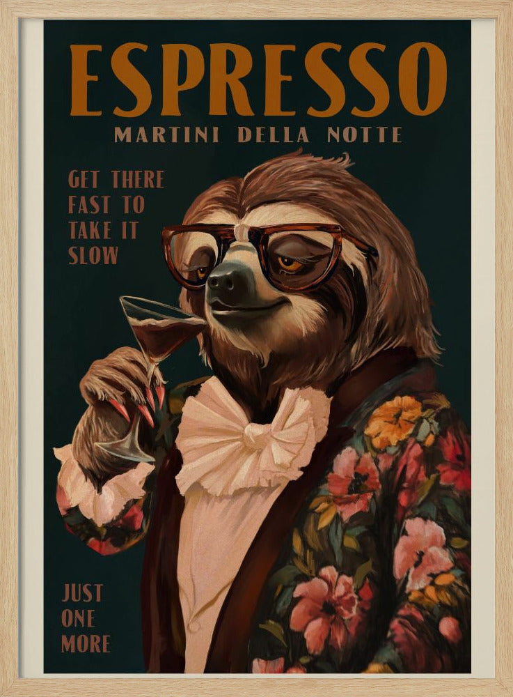 Art Deco Espresso Martini Drinkende Luiaard | Poster