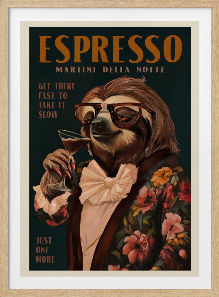 Art Deco Espresso Martini Drinkende Luiaard | Poster