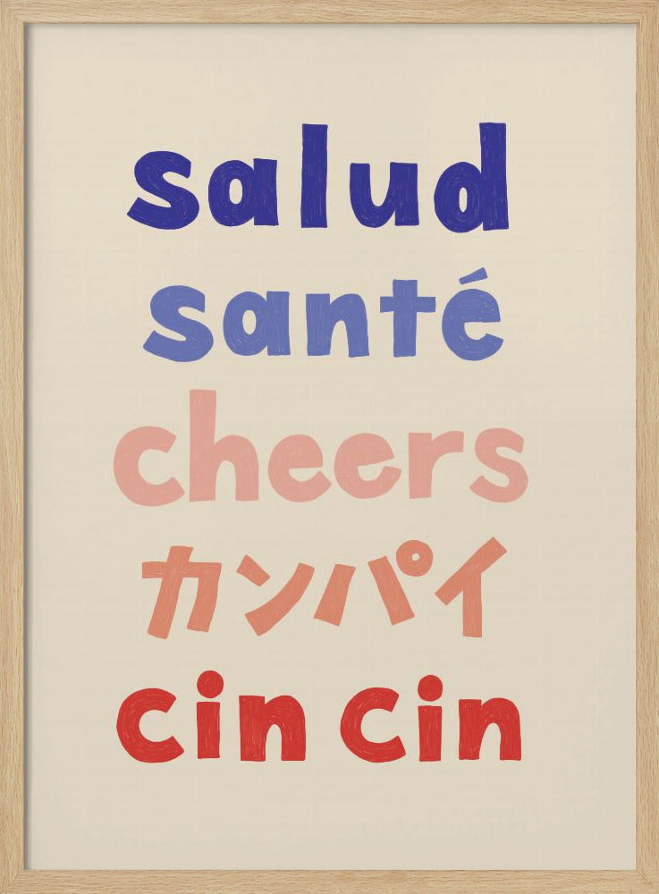 Proost typografie - Salud Santé Proost Kanpai Cin cin | Poster