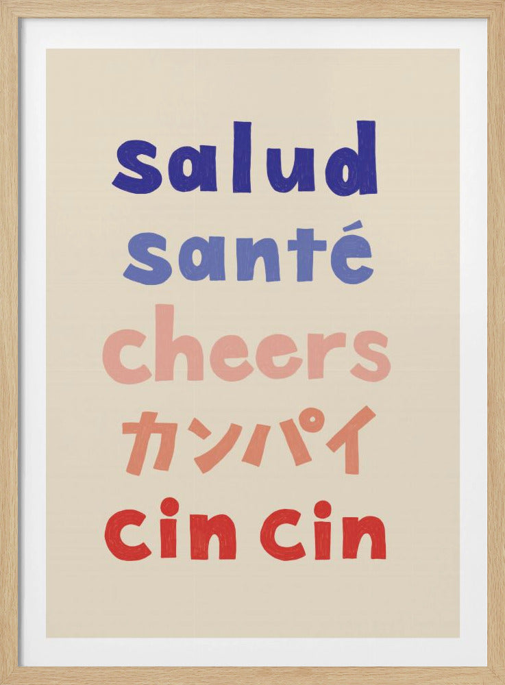 Proost typografie - Salud Santé Proost Kanpai Cin cin | Poster