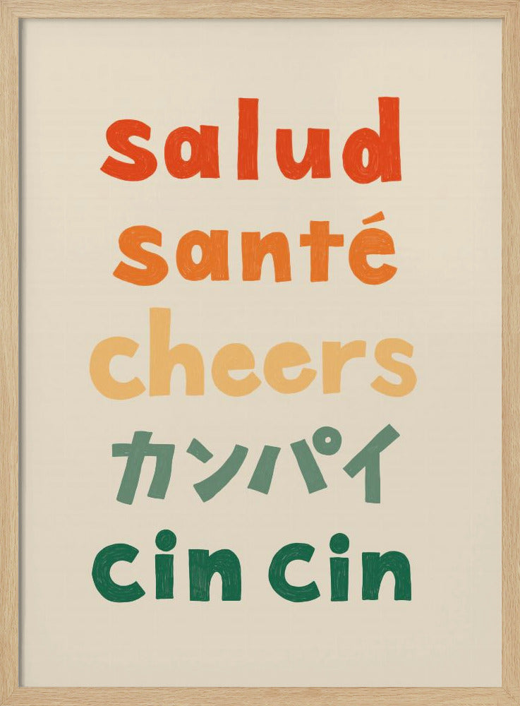 Proost typografie - Salud Santé Proost Kanpai Cin cin | Poster