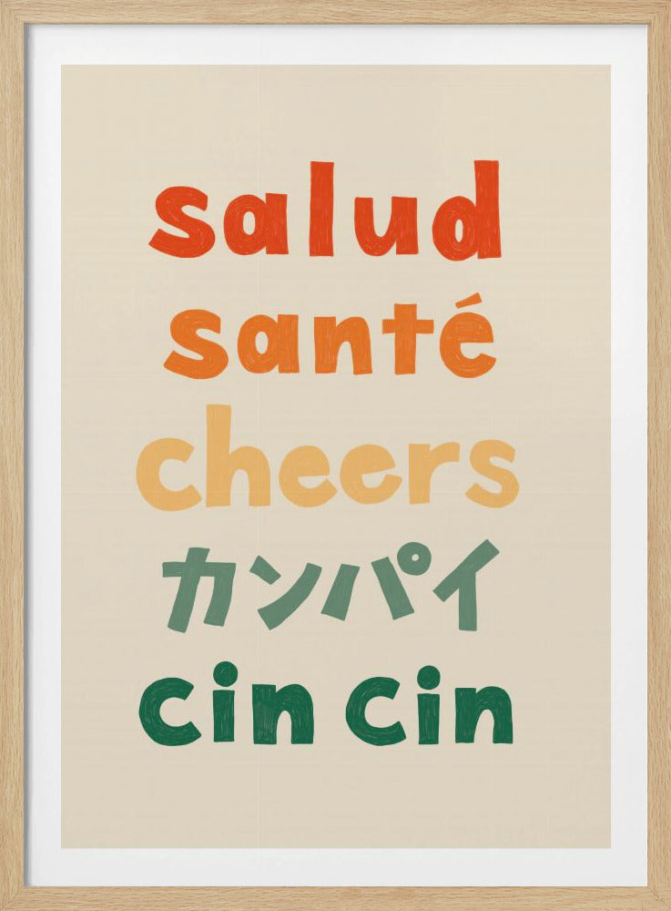 Proost typografie - Salud Santé Proost Kanpai Cin cin | Poster