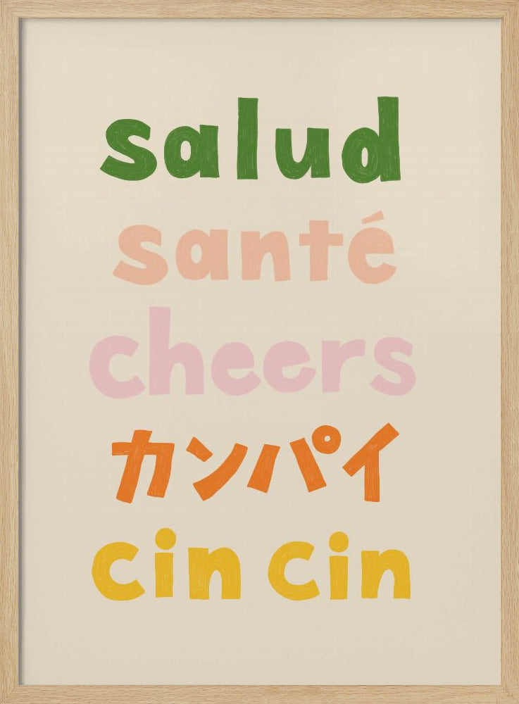 Proost typografie - Salud Santé Proost Kanpai Cin cin | Poster