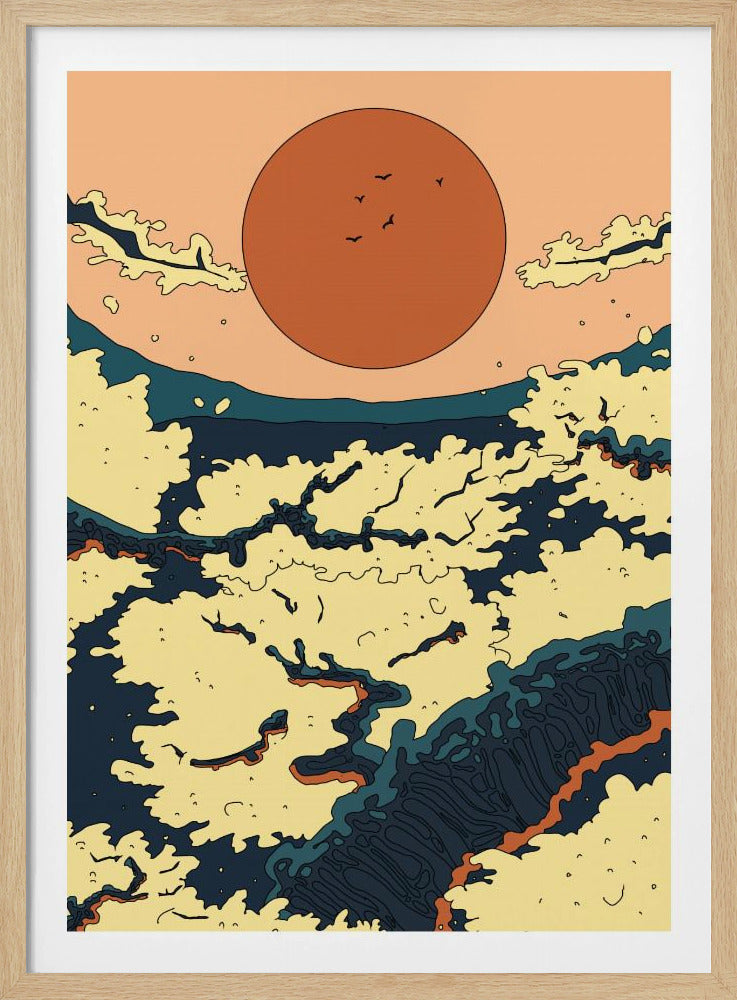Abstracte Japanse zonsondergang | Poster