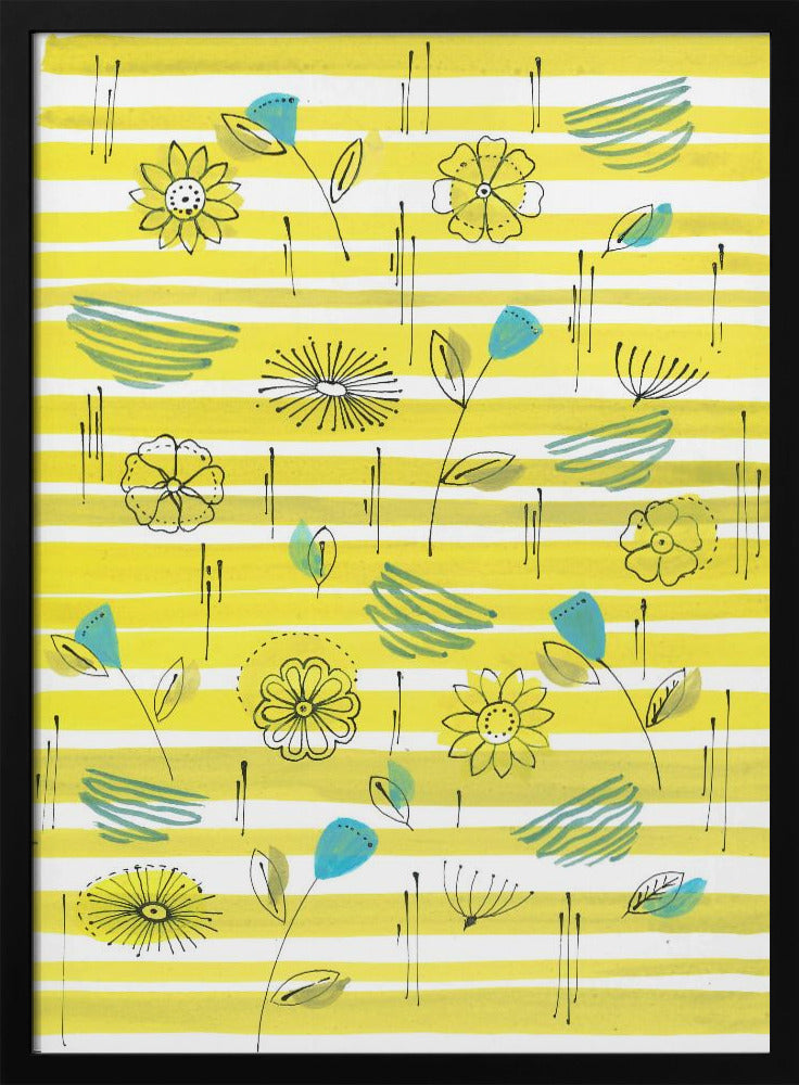 Strepen en bloemen | Poster