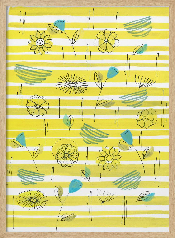 Strepen en bloemen | Poster