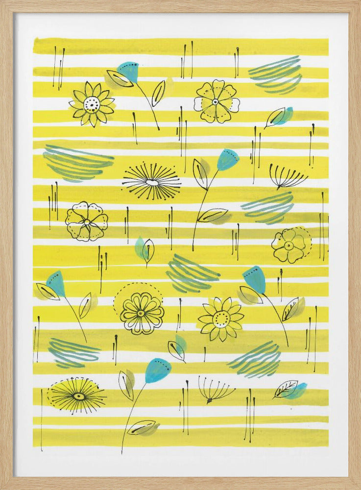 Strepen en bloemen | Poster