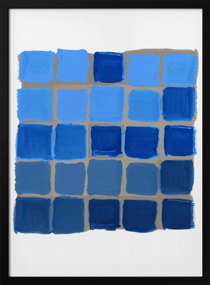 Blauwe geblokte vierkante print | Poster