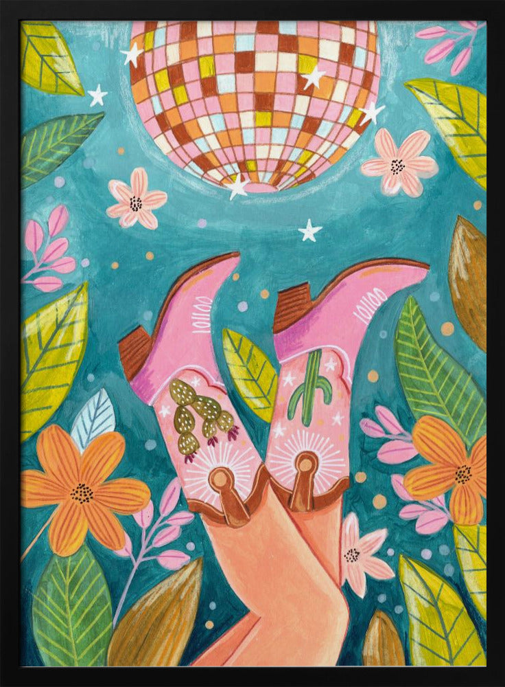 Cowboylaarzen en discobal | Poster