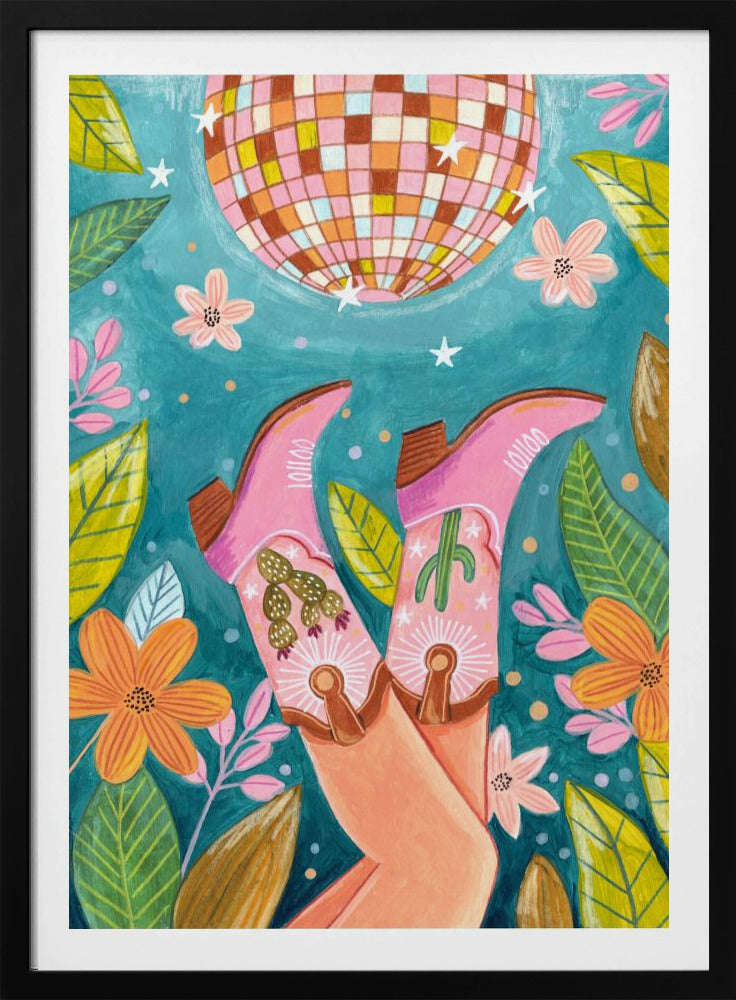 Cowboylaarzen en discobal | Poster