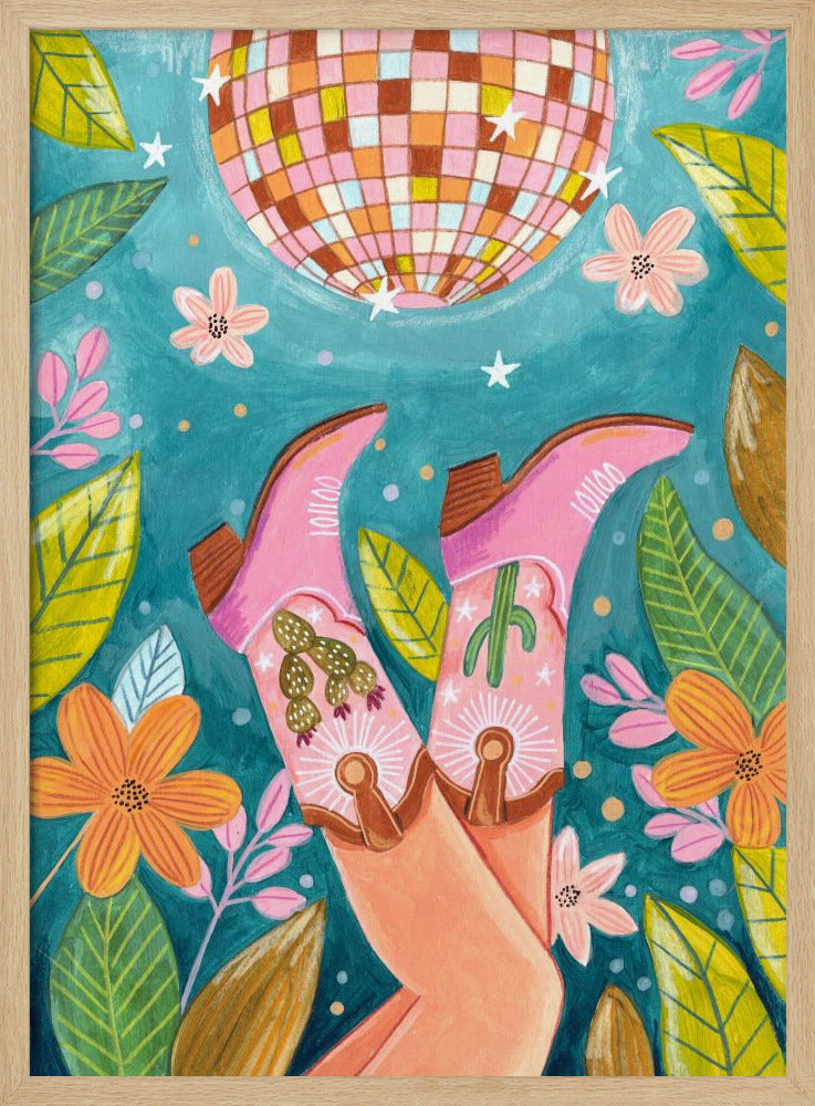 Cowboylaarzen en discobal | Poster