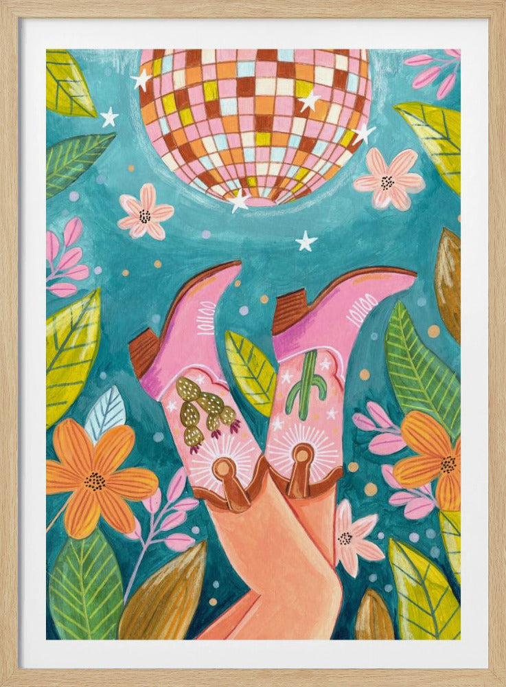 Cowboylaarzen en discobal | Poster