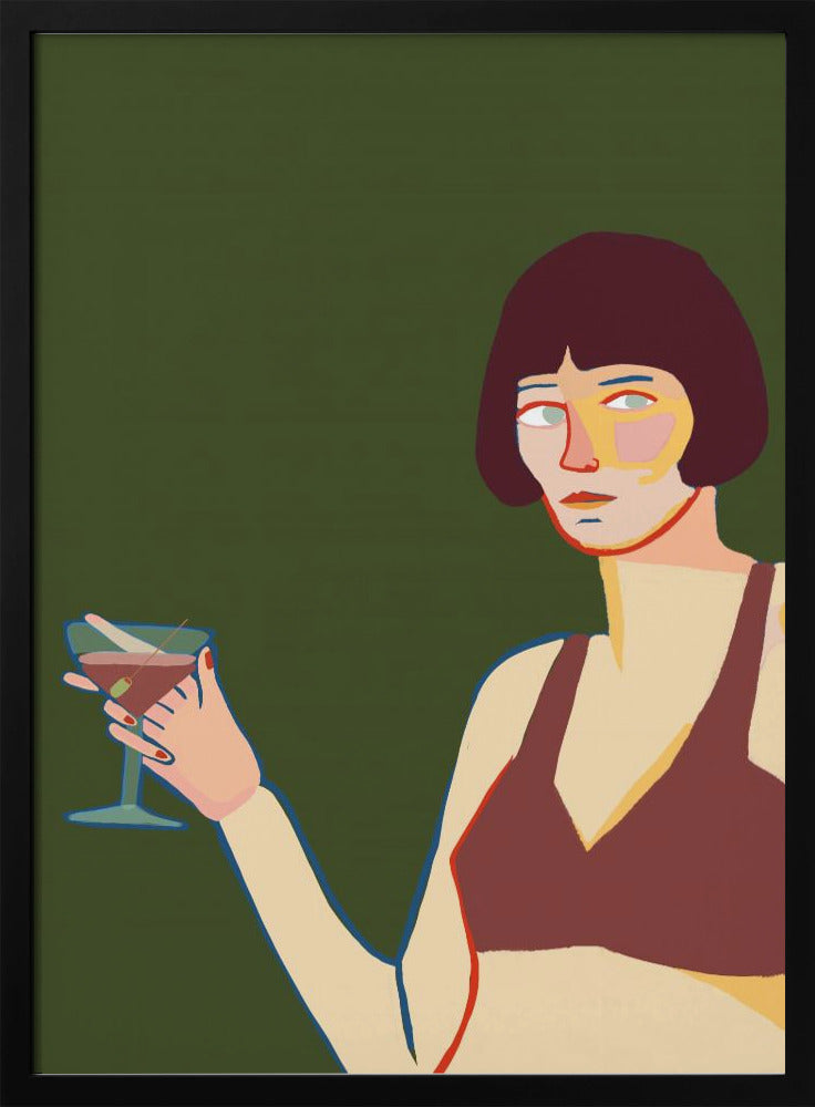 Dame met cocktailmartini | Poster