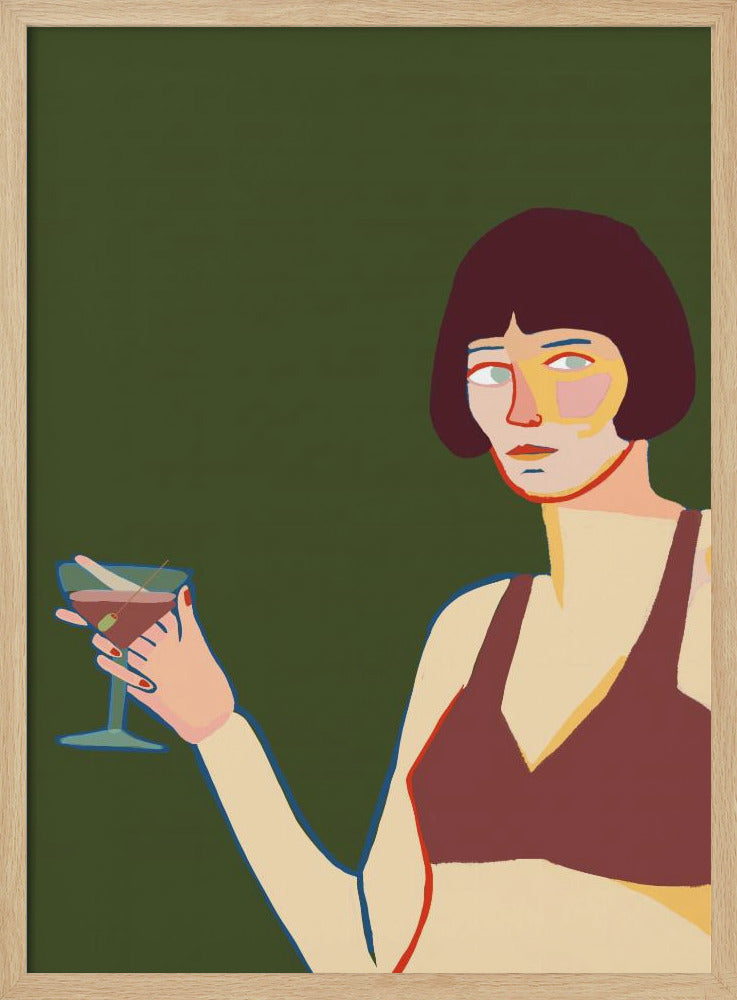 Dame met cocktailmartini | Poster