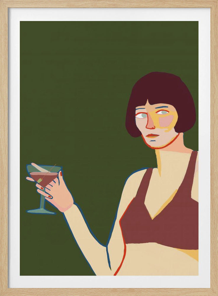 Dame met cocktailmartini | Poster