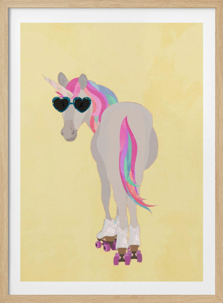 Eenhoorn rolschaatsen geel | Poster