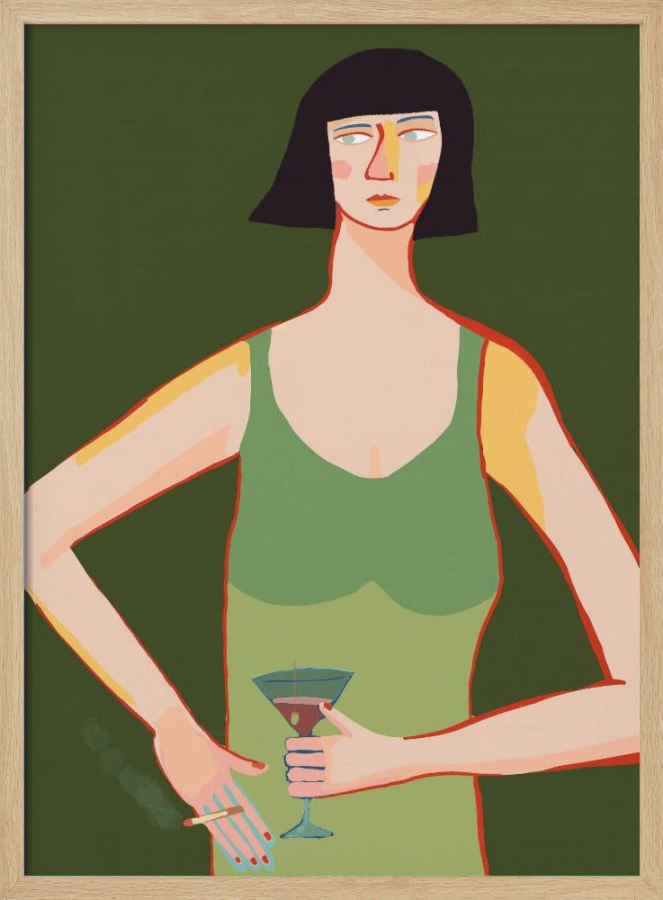 Dame met cocktail | Poster
