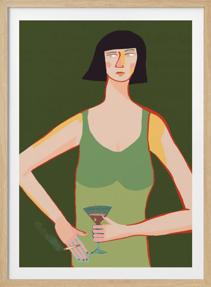 Dame met cocktail | Poster