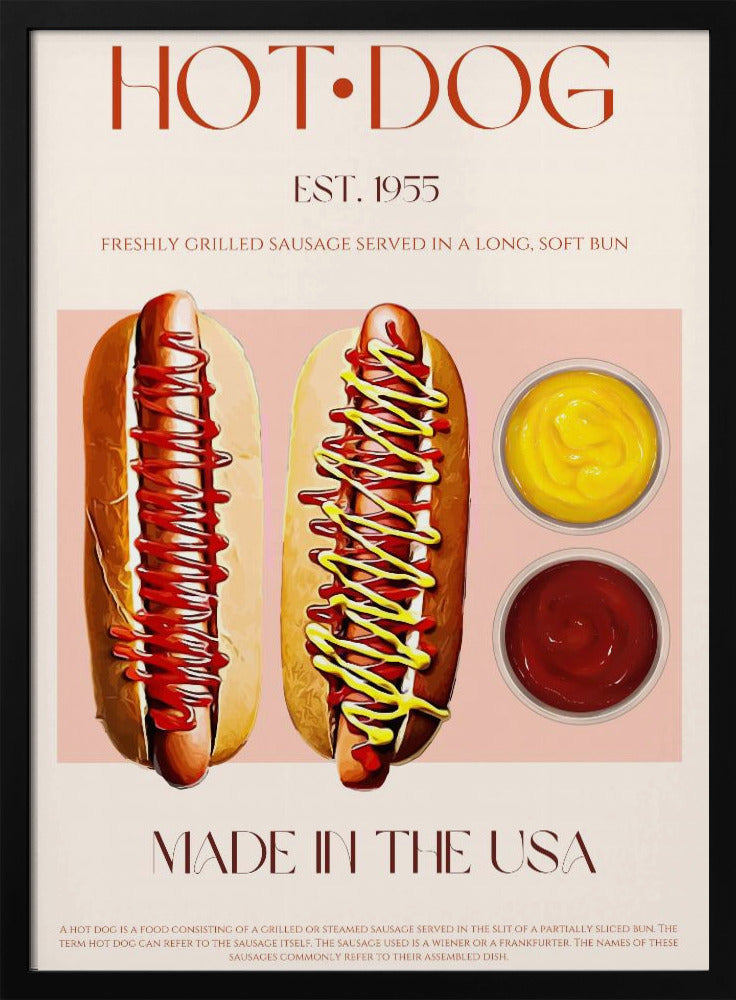 Hotdogs met mosterd en ketchup | Poster