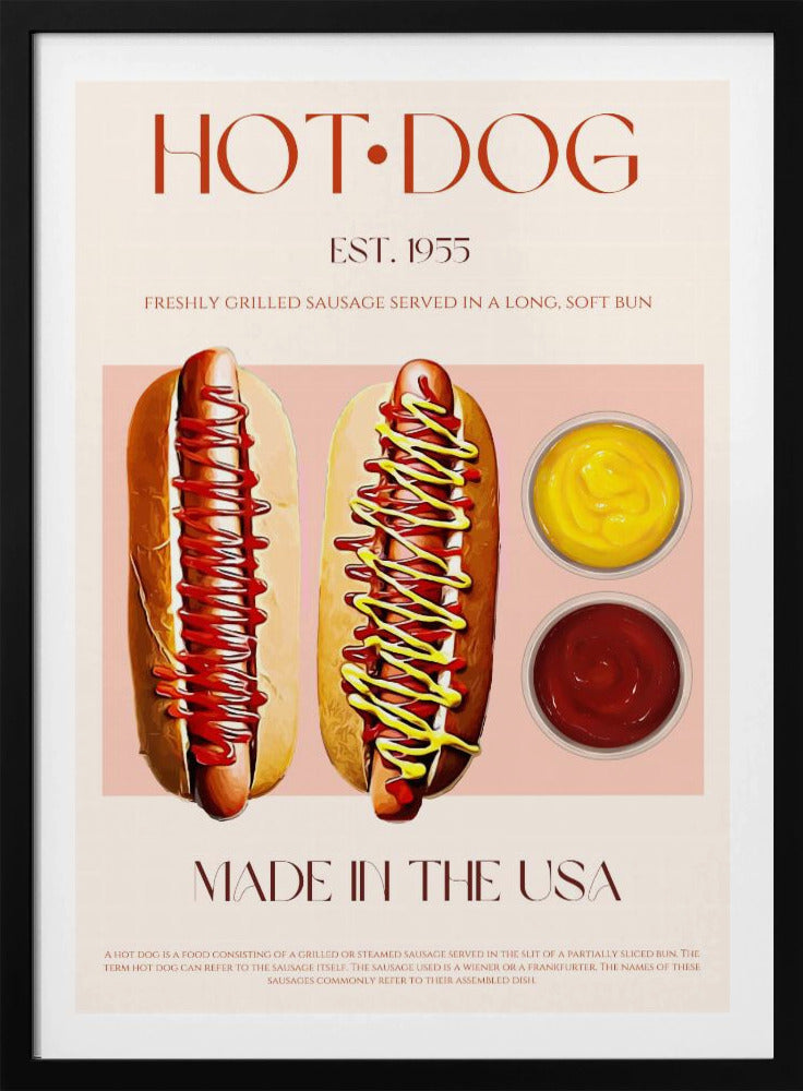 Hotdogs met mosterd en ketchup | Poster
