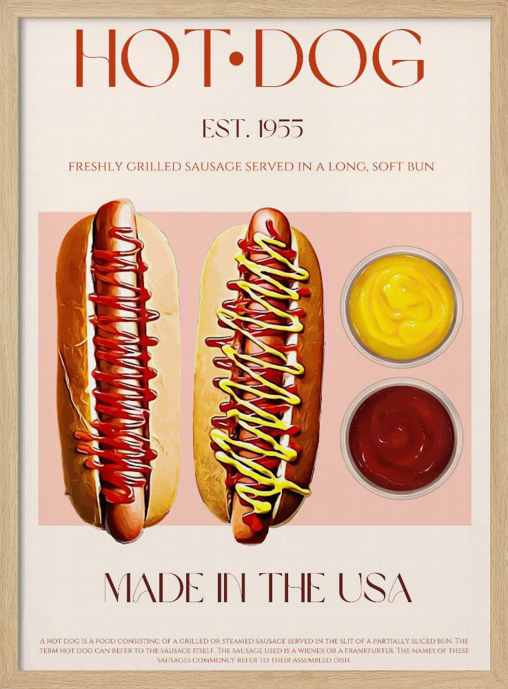 Hotdogs met mosterd en ketchup | Poster