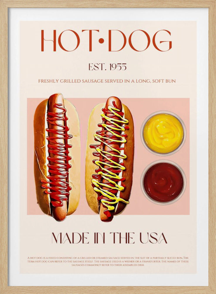 Hotdogs met mosterd en ketchup | Poster