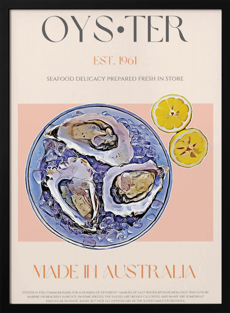 Verse oesters met citroenschijfjes | Poster