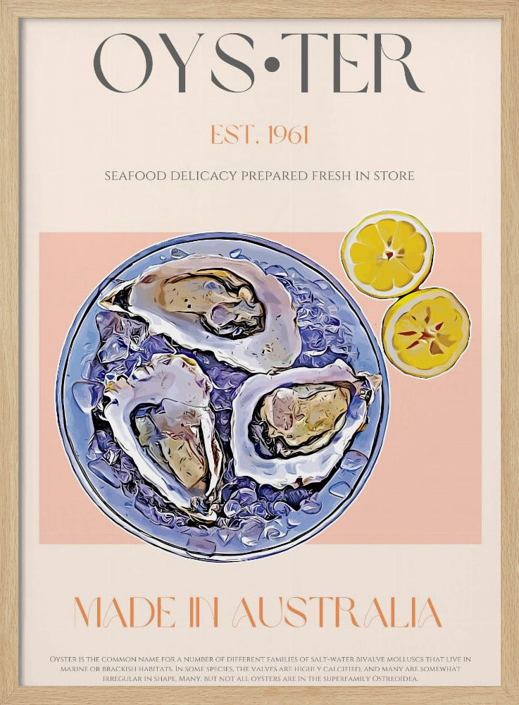 Verse oesters met citroenschijfjes | Poster