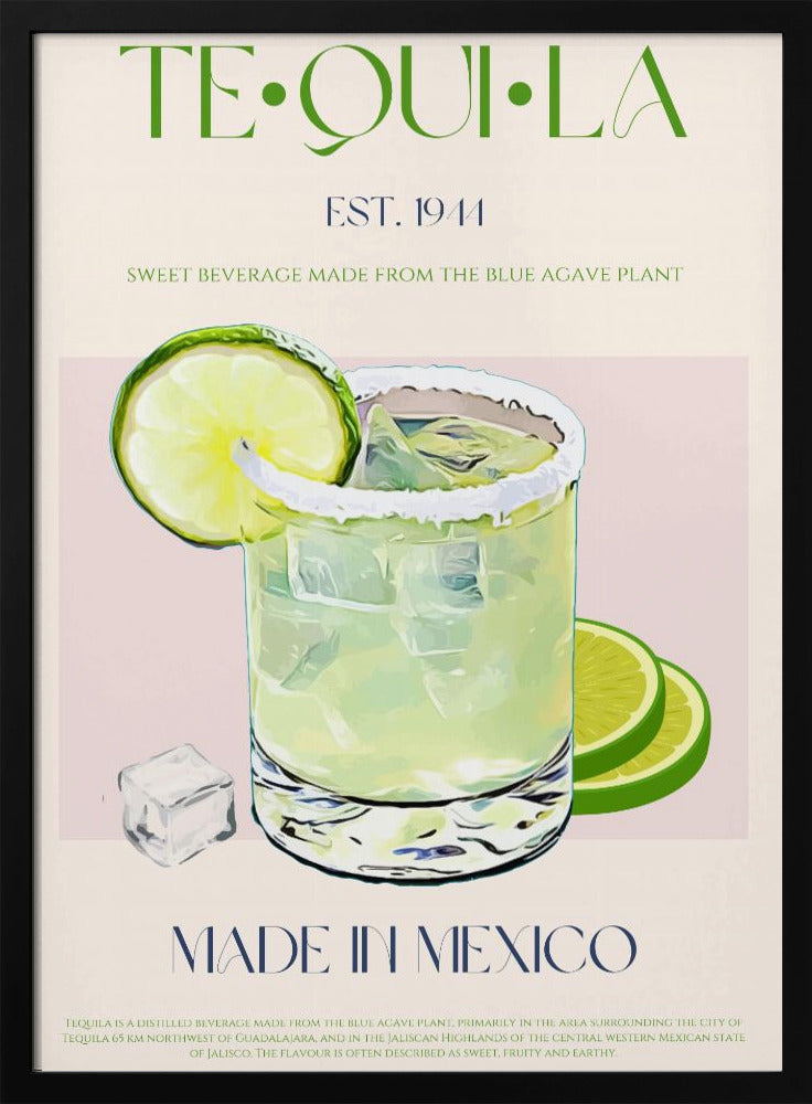 Tequiladrank met limoen en ijs | Poster