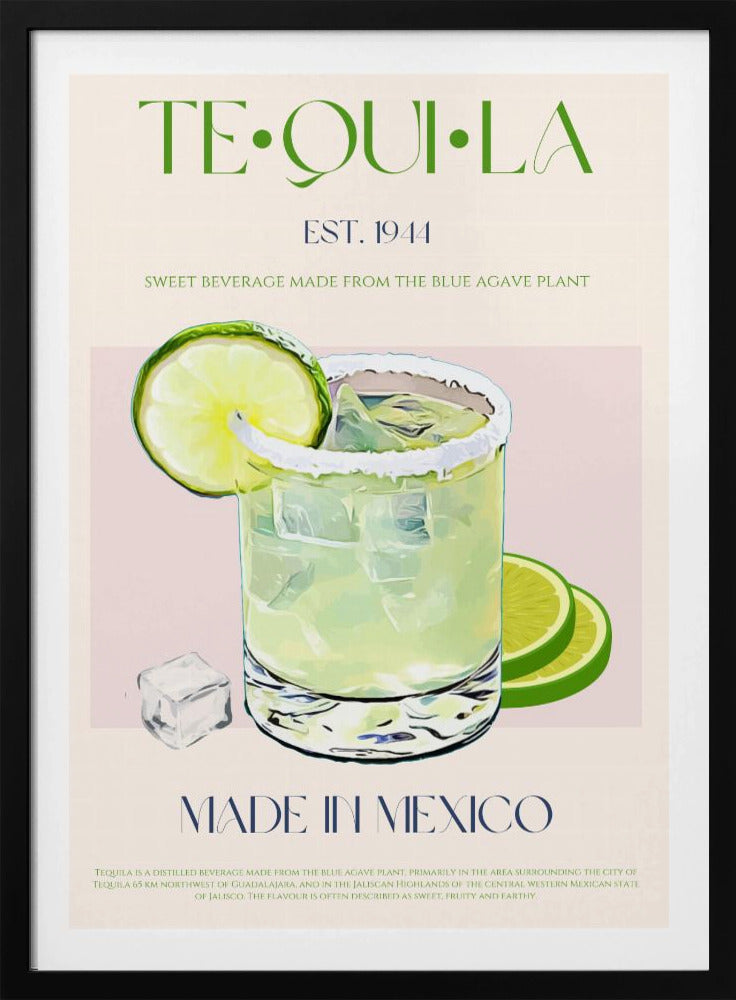 Tequiladrank met limoen en ijs | Poster
