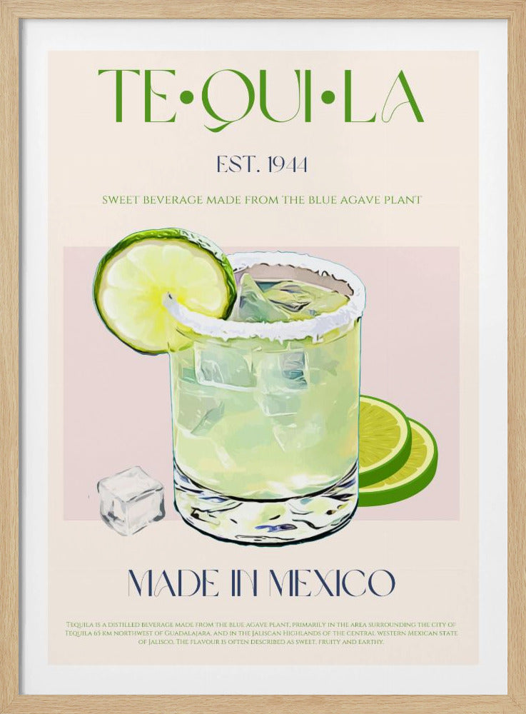 Tequiladrank met limoen en ijs | Poster