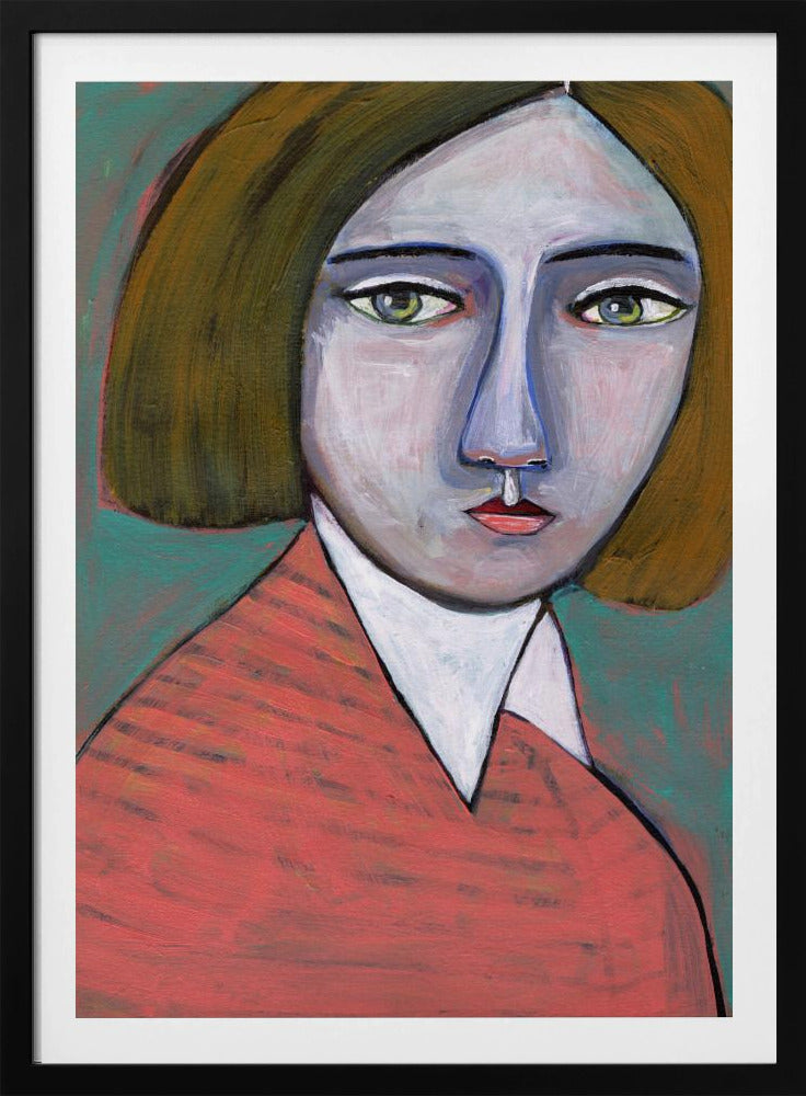 Dame in meloen trui | Poster