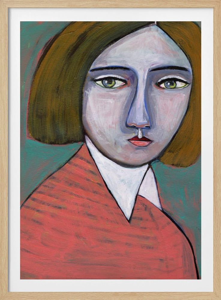 Dame in meloen trui | Poster
