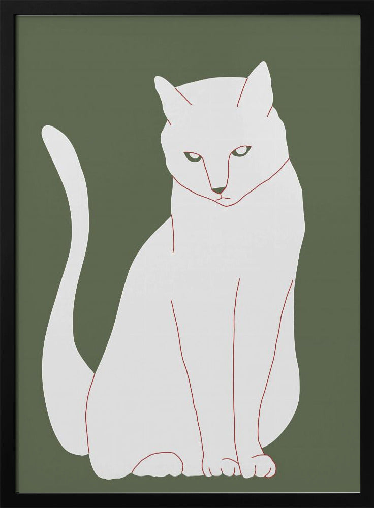 White and green cat | Poster