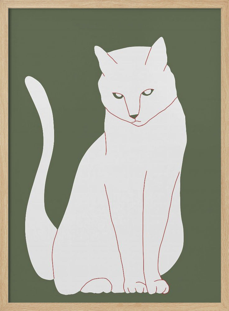 White and green cat | Poster