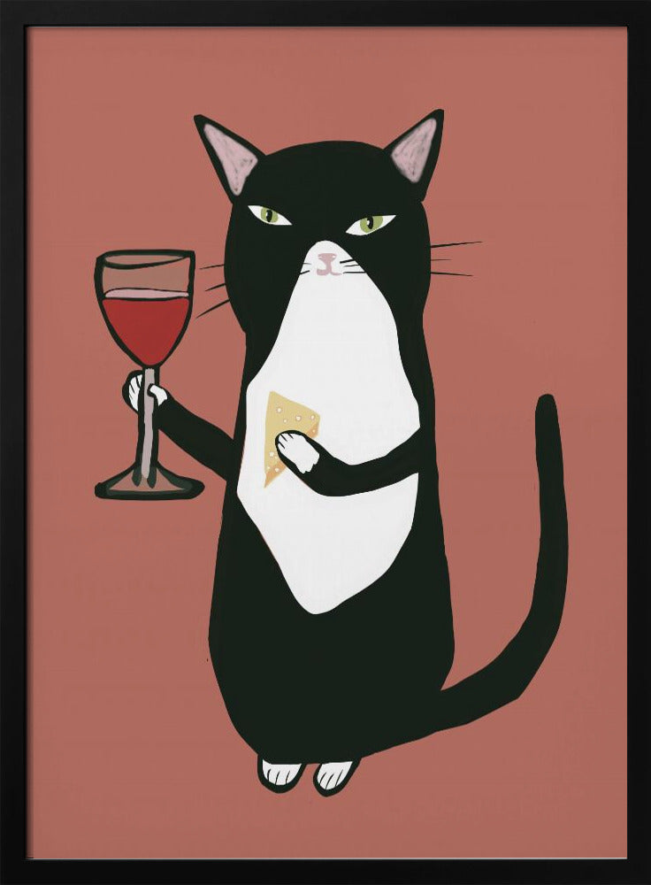 Kat met wijn | Poster