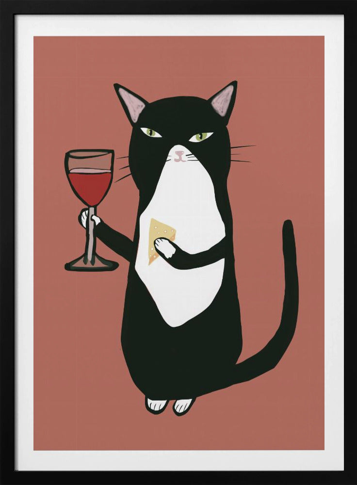 Kat met wijn | Poster