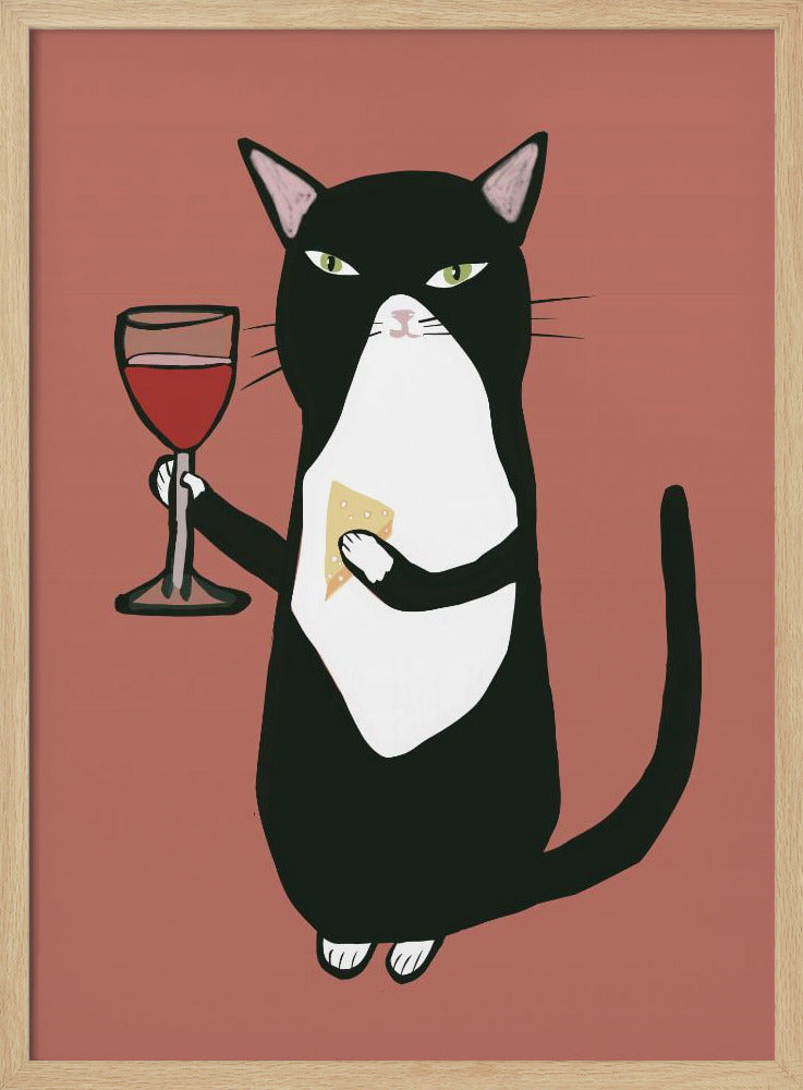 Kat met wijn | Poster
