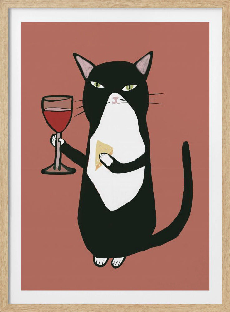 Kat met wijn | Poster