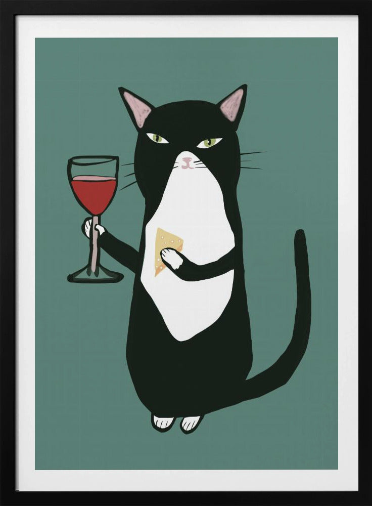 Cat with wine | Poster
