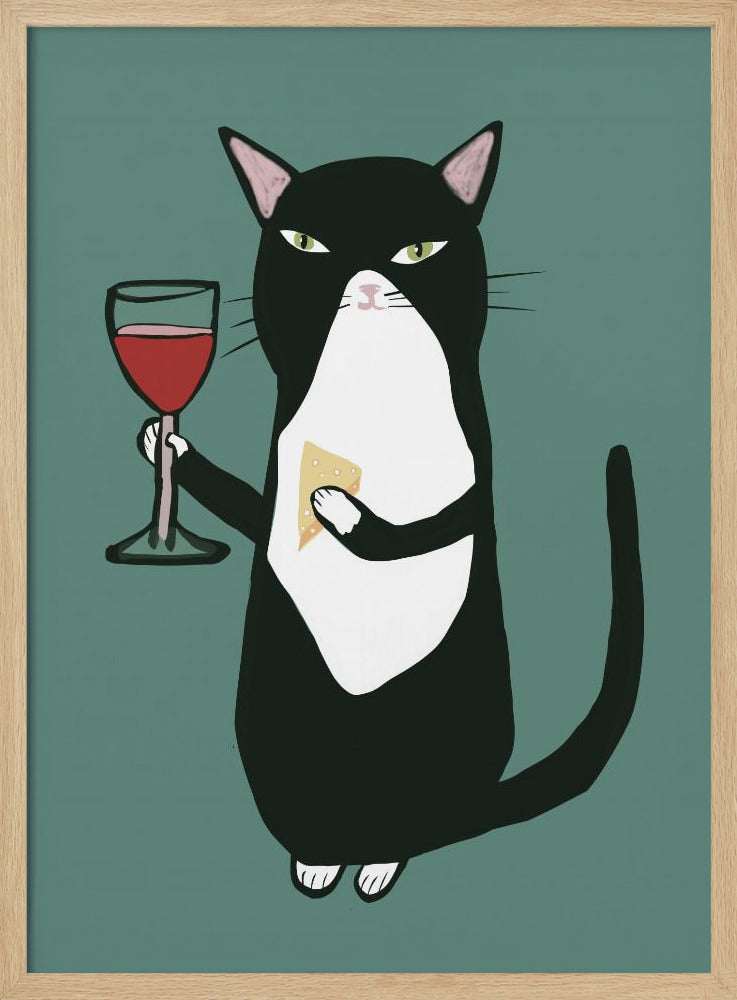 Cat with wine | Poster