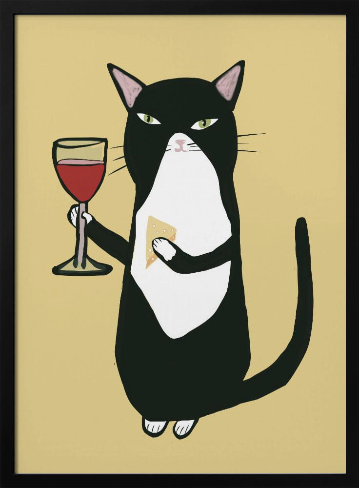 Kat met wijn | Poster