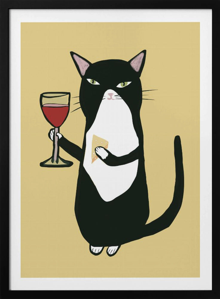 Kat met wijn | Poster