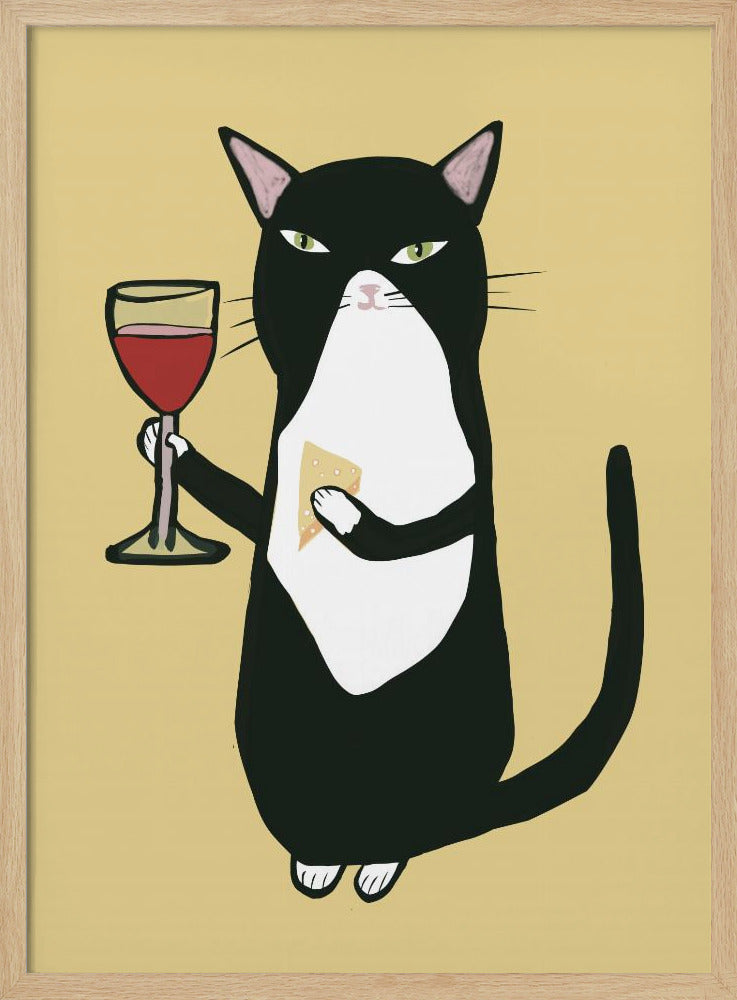 Kat met wijn | Poster