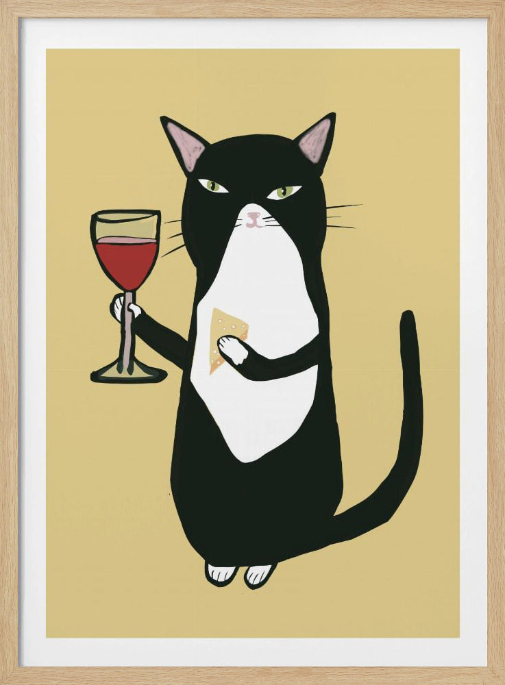 Kat met wijn | Poster
