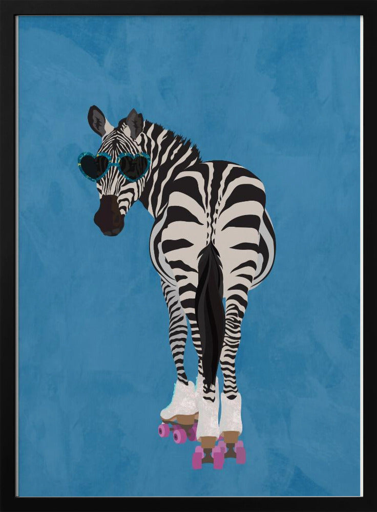Rolschaatsen Zebra blauw | Poster