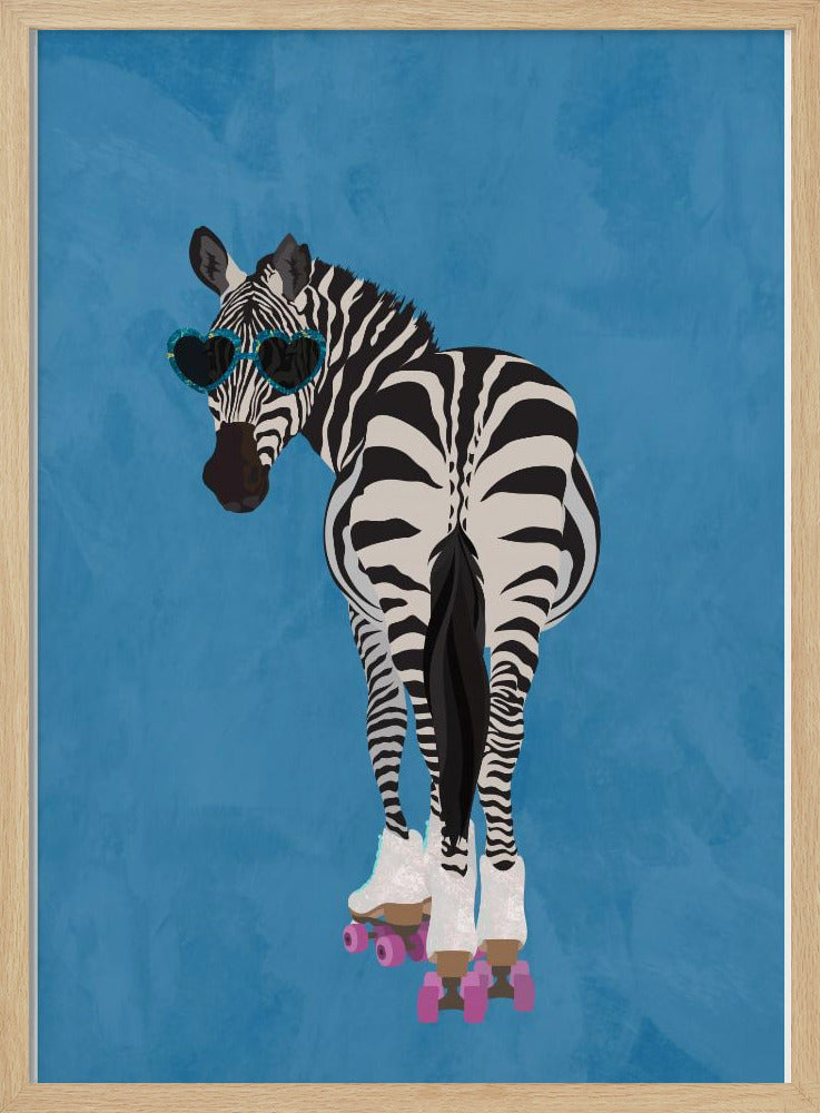 Rolschaatsen Zebra blauw | Poster