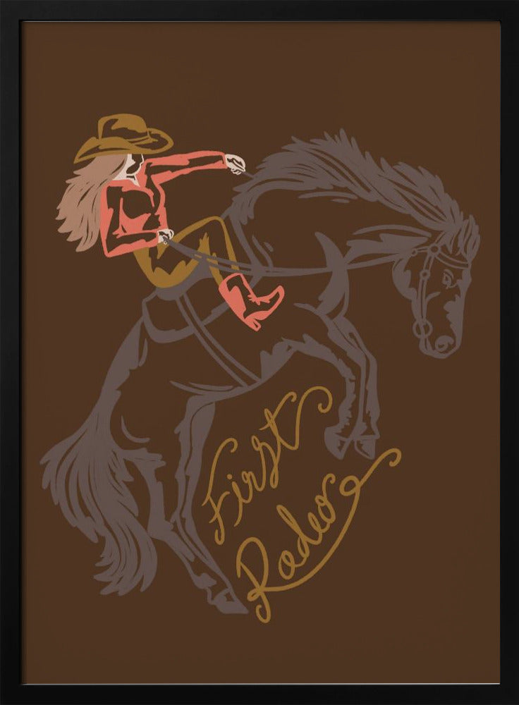 Cowgirl op een steigerend paard | Poster