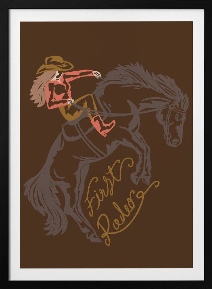 Cowgirl op een steigerend paard | Poster